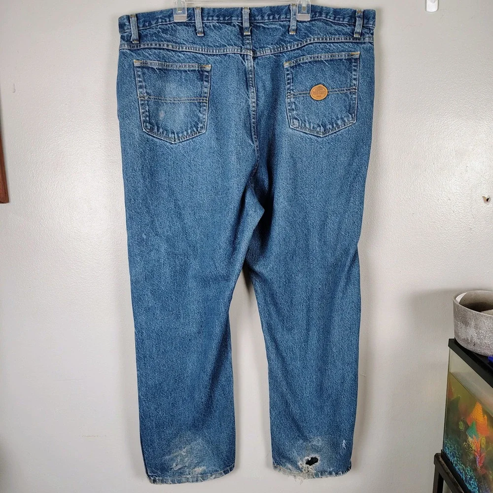 Red Kap Mens‎ 48x30 Blue Workwear Jeans Distressed Straight Leg big tall Denim